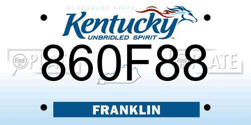 860F88 Kentucky License Plate