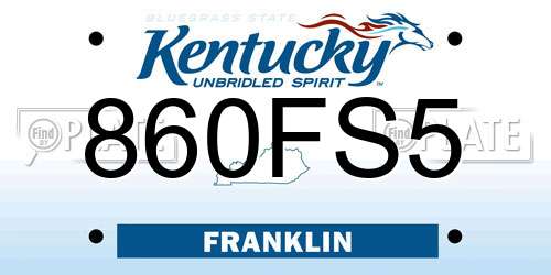 860FS5 Kentucky License Plate