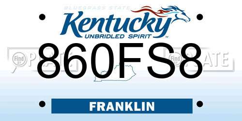 860FS8 Kentucky License Plate