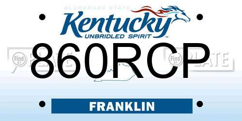 860RCP Kentucky License Plate