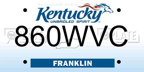 860WVC Kentucky License Plate