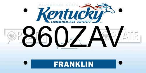 860ZAV Kentucky License Plate