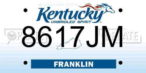 8617JM Kentucky License Plate