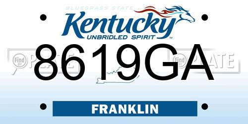 8619GA Kentucky License Plate