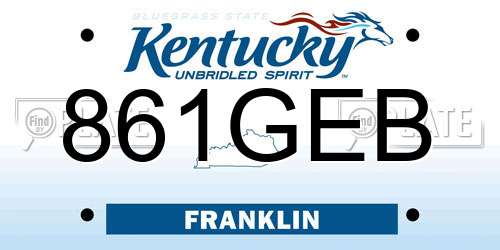 861GEB Kentucky License Plate
