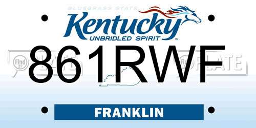861RWF Kentucky License Plate