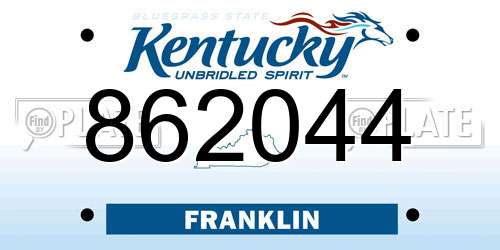 862044 Kentucky License Plate