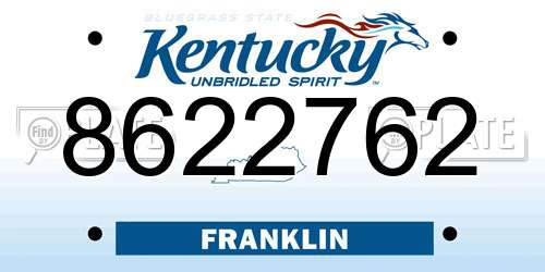 8622762 Kentucky License Plate