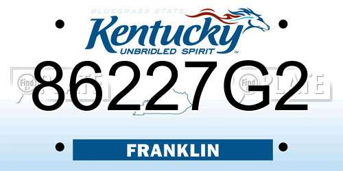 86227G2 Kentucky License Plate