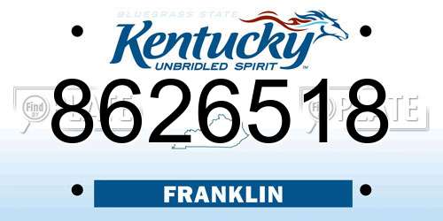 8626518 Kentucky License Plate