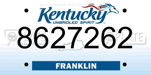 8627262 Kentucky License Plate