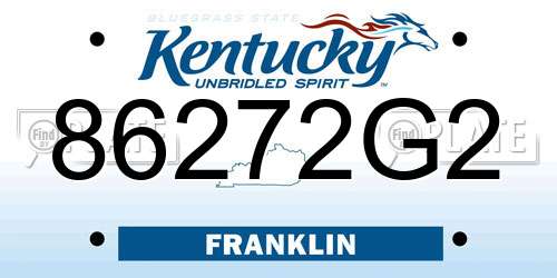 86272G2 Kentucky License Plate