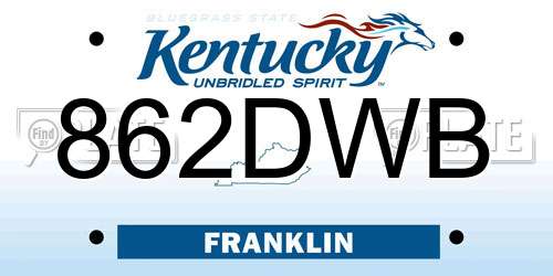 862DWB Kentucky License Plate