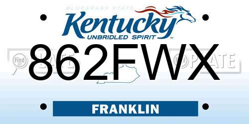 862FWX Kentucky License Plate