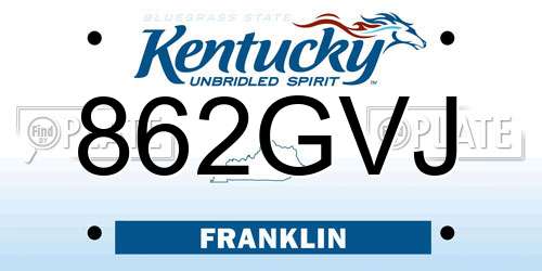 862GVJ Kentucky License Plate