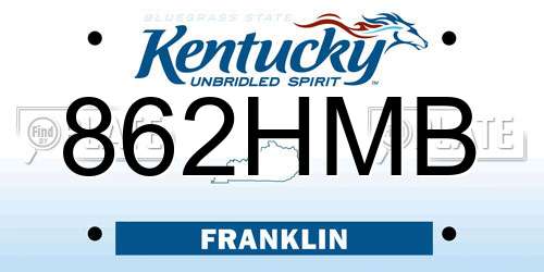 862HMB Kentucky License Plate