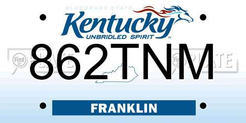 862TNM Kentucky License Plate