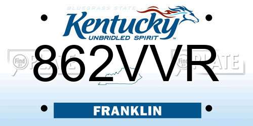 862VVR Kentucky License Plate
