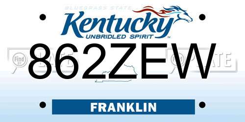 862ZEW Kentucky License Plate