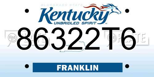 86322T6 Kentucky License Plate