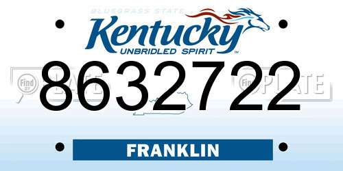 8632722 Kentucky License Plate