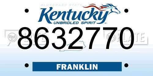 8632770 Kentucky License Plate
