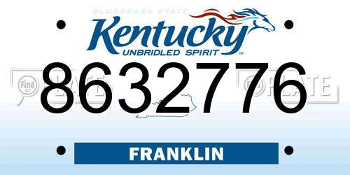 8632776 Kentucky License Plate