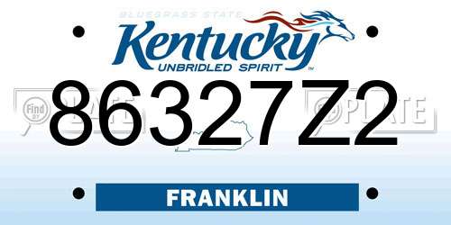 86327Z2 Kentucky License Plate
