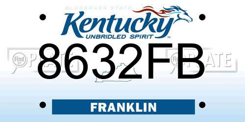 8632FB Kentucky License Plate