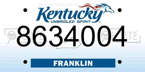 8634004 Kentucky License Plate