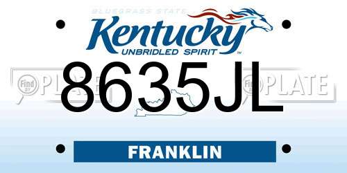 8635JL Kentucky License Plate
