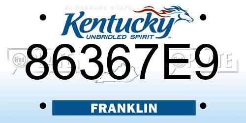86367E9 Kentucky License Plate