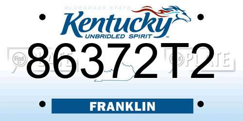 86372T2 Kentucky License Plate