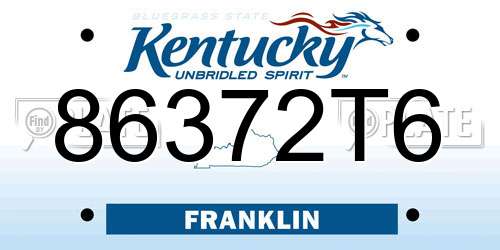 86372T6 Kentucky License Plate