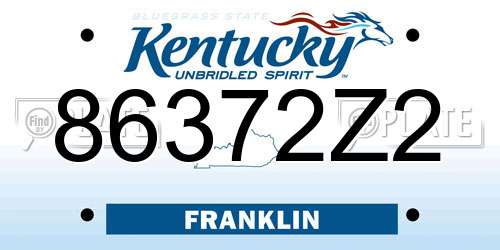 86372Z2 Kentucky License Plate
