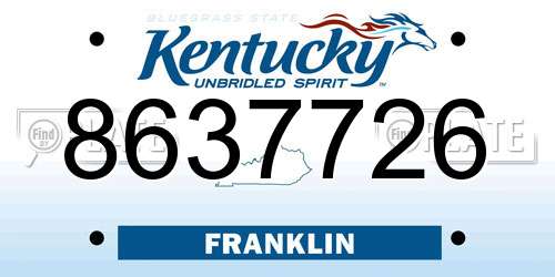 8637726 Kentucky License Plate
