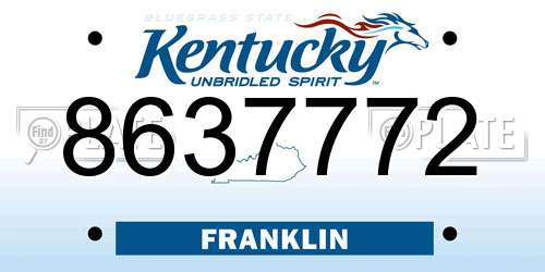 8637772 Kentucky License Plate