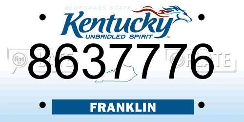 8637776 Kentucky License Plate