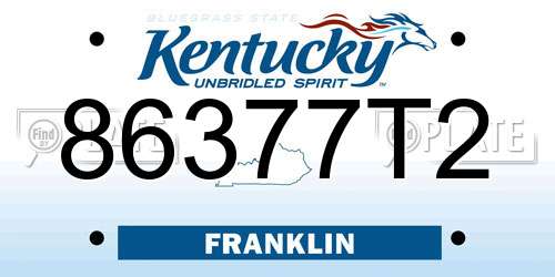 86377T2 Kentucky License Plate