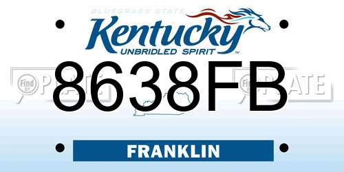 8638FB Kentucky License Plate