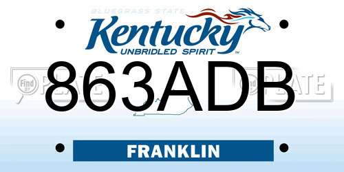 863ADB Kentucky License Plate