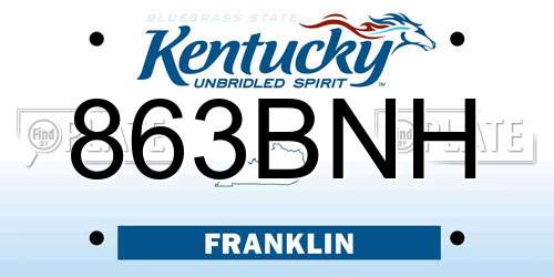 863BNH Kentucky License Plate