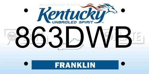 863DWB Kentucky License Plate