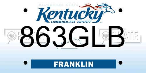 863GLB Kentucky License Plate
