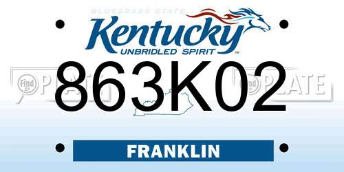 863K02 Kentucky License Plate