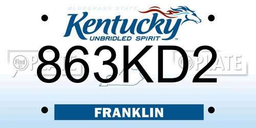 863KD2 Kentucky License Plate