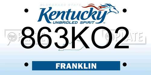 863KO2 Kentucky License Plate