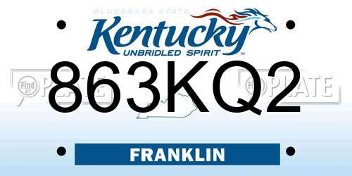 863KQ2 Kentucky License Plate