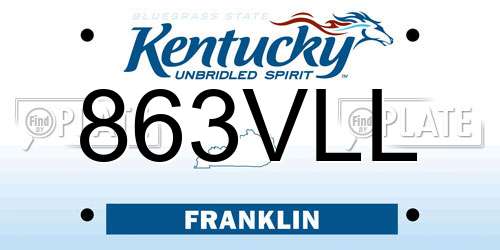 863VLL Kentucky License Plate