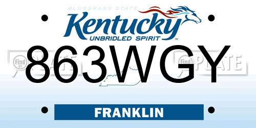 863WGY Kentucky License Plate